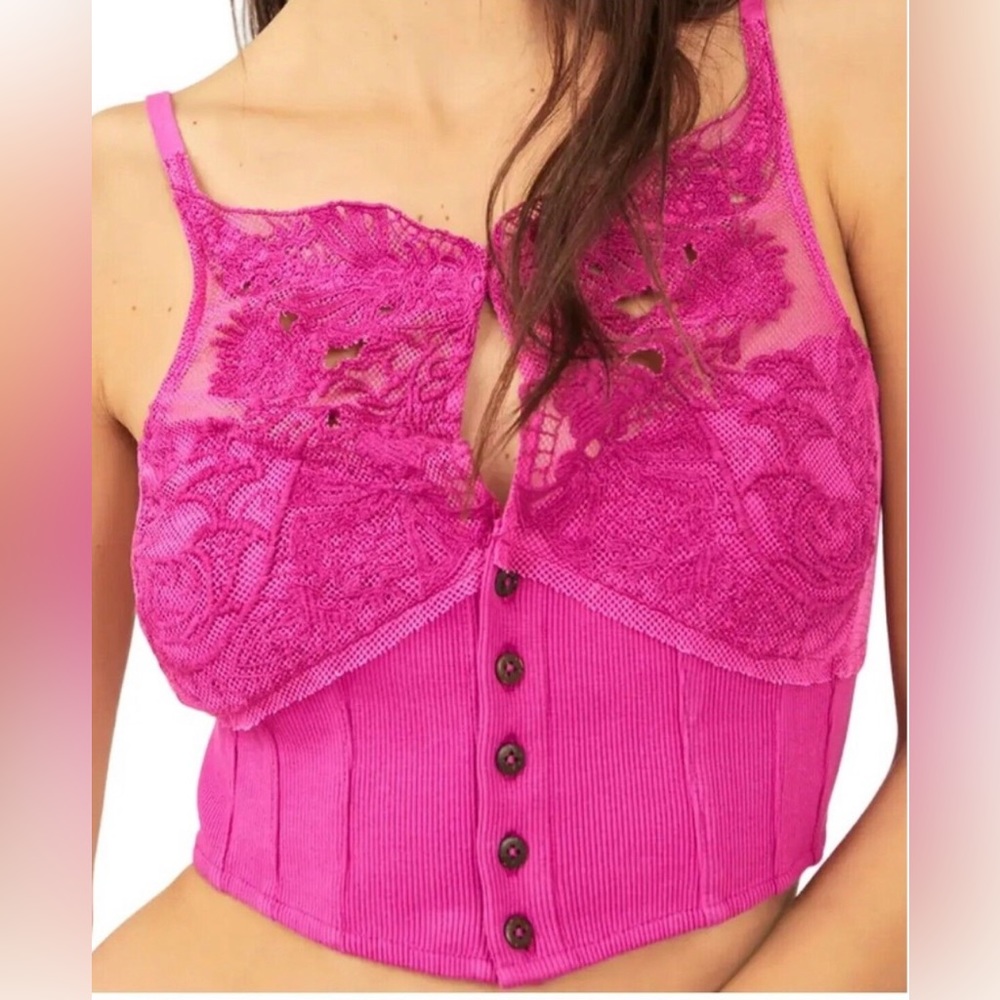 Free People Tops | Free People Have My Heart Raspberry Sherbet Tank Top